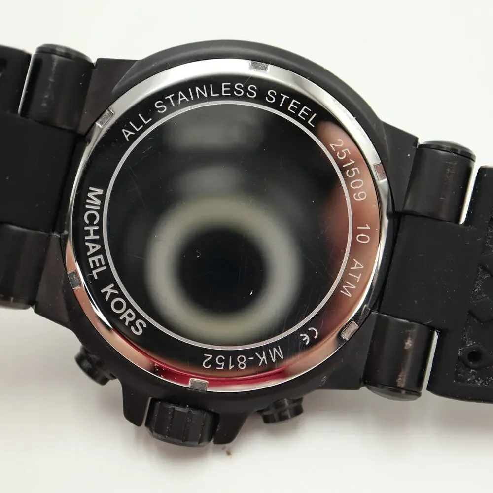 Michael Kors Dylan Black Stealth 48mm Chronograph Watch MK-8152 w New Battery
